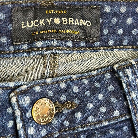 Lucky Brand Jeans Size 10 Lolita Mid Rise Blue Polka Dot Slim Leg - Picture 12 of 15
